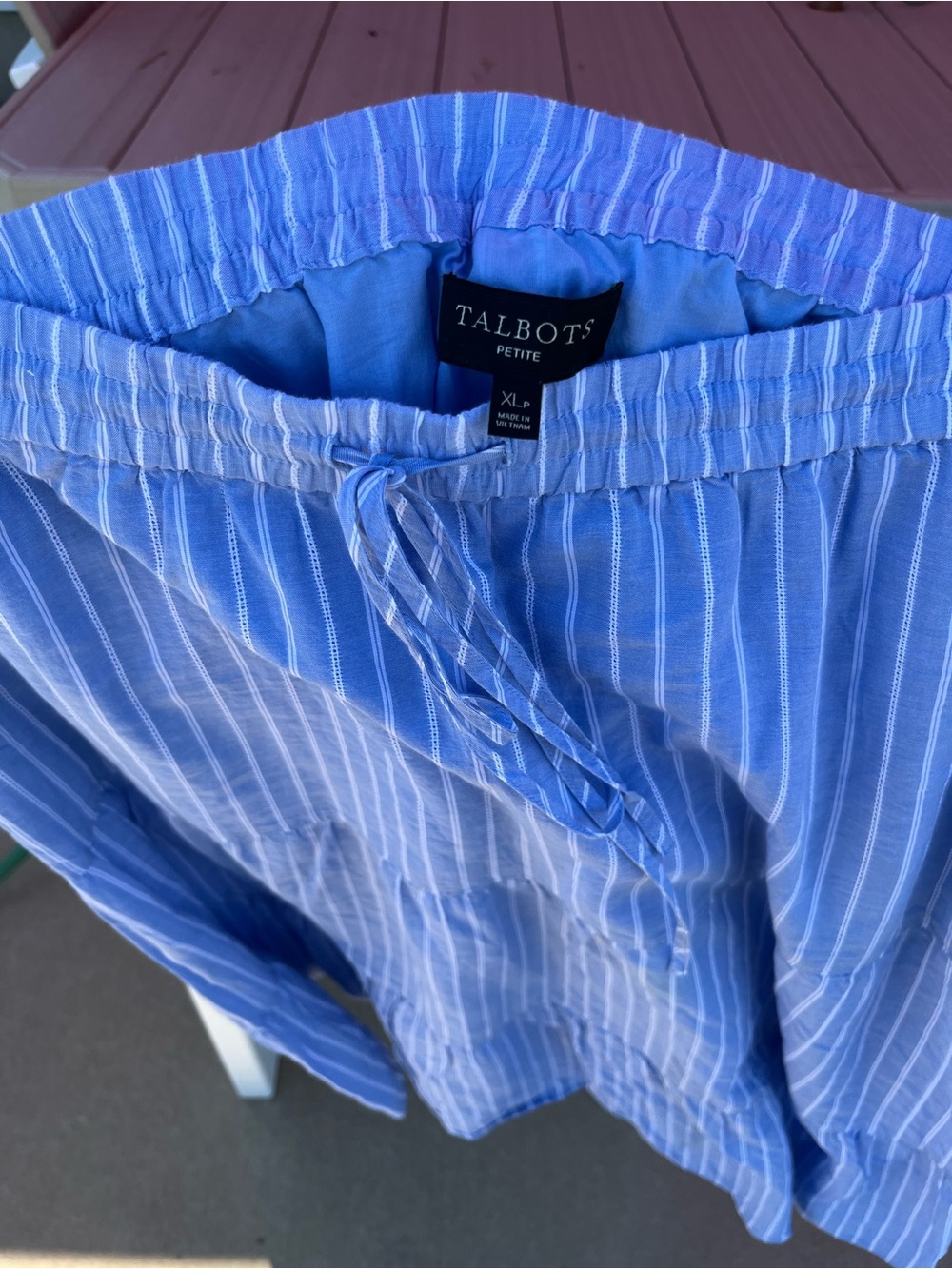 Talbots Blue & White Striped Tiered Summer Skirt - Picture 2 of 2